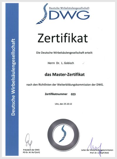 Master-Zertifikat Dr. med. Lars Gobisch